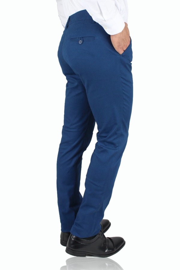Pantalón Chino Color Azul Plúmbago Slim Fit De Algodón Para Hombre